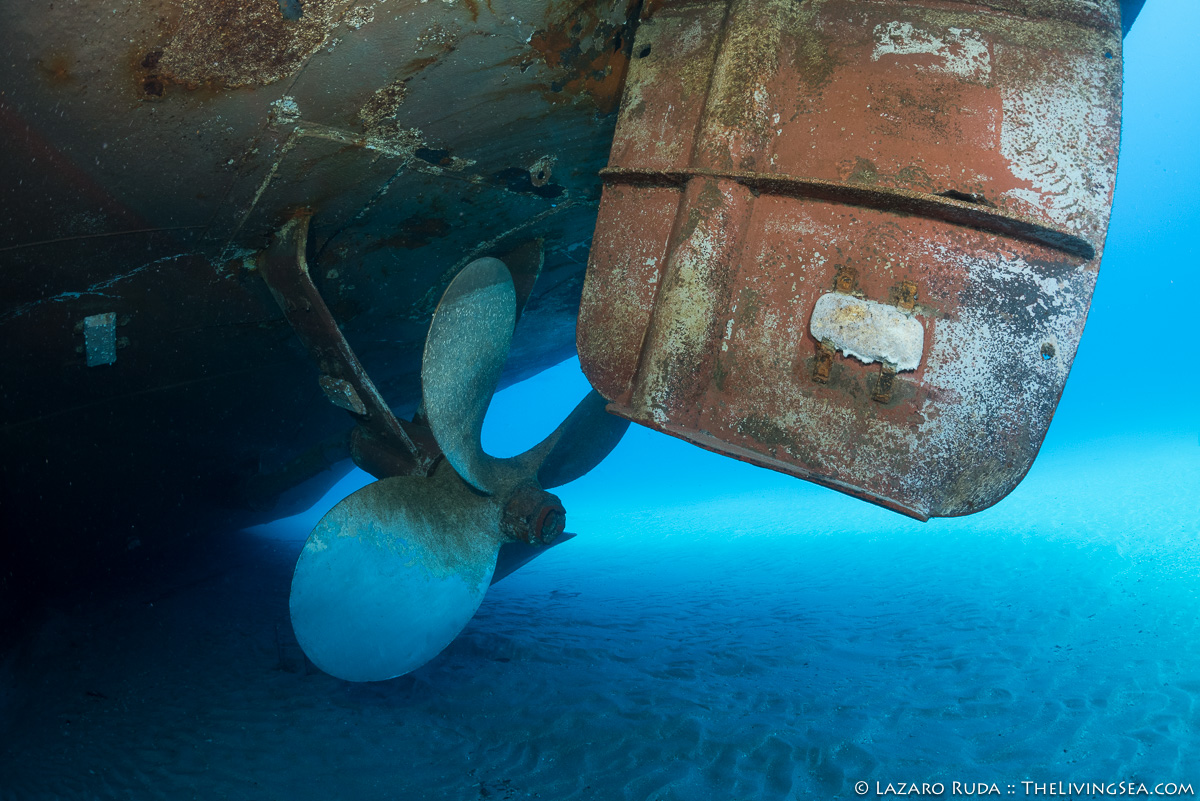 Underwater prop of Ana Cecilia wreck